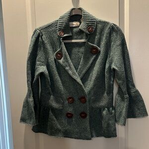 Green Double-Breasted Knit Jacket